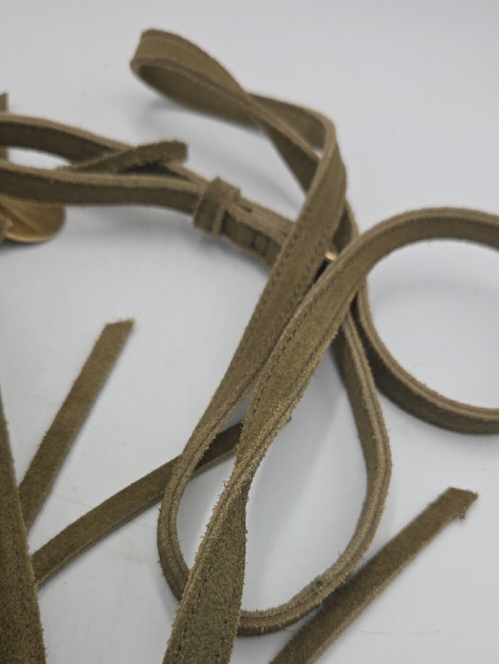 margot Olive Green Suede Slim Crossbody Bag - Picture 9 of 9